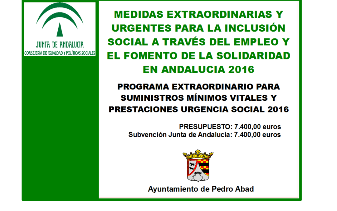 Programa Suministros Mínimos Vitales y Prestaciones de Urgencia Social 2016 1