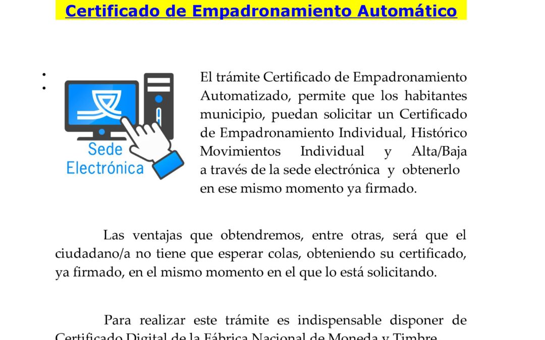 Certificado de Empadronoaiento Automatizado 1