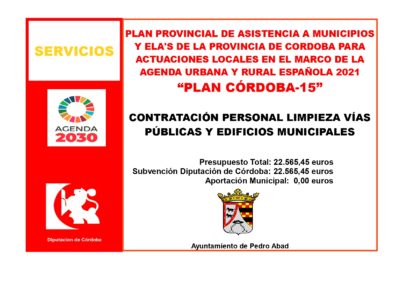 Subvención Plan Córdoba15_Contratación Personal Limpieza
