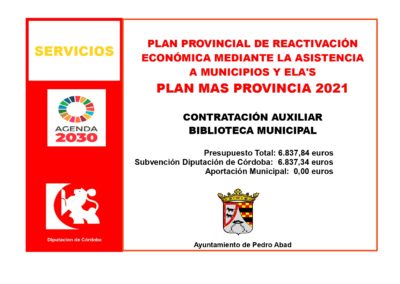 Subvención PLAN MAS PROVINCIA 2021_Contratación Aux. Biblioteca