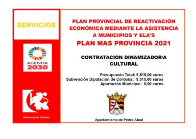 Subvención PLAN MAS PROVINCIA 2021_Contratación Dinamizadora Cultural