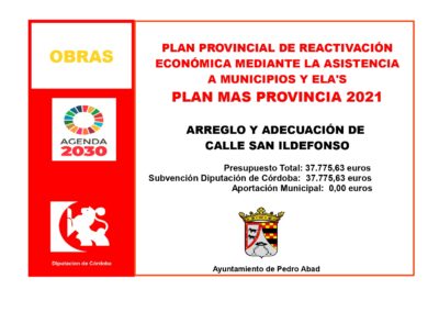 Subvención PLAN MAS PROVINCIA 2021_Obra Arreglo y Adecuación Calle Ildefonso
