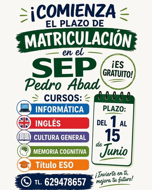 El SEP Pedro Abad abre el plazo de matriculación para el próximo curso
