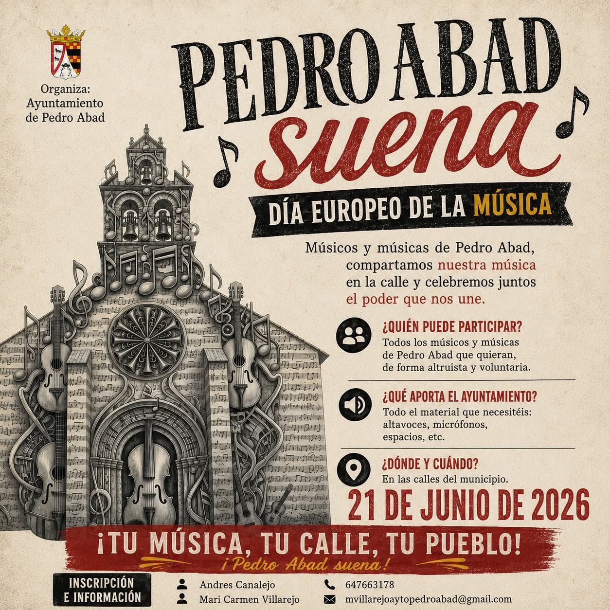 Pedro Abad celebrará el Día Europeo de la Música con la iniciativa ‘Pedro Abad Suena 2026’