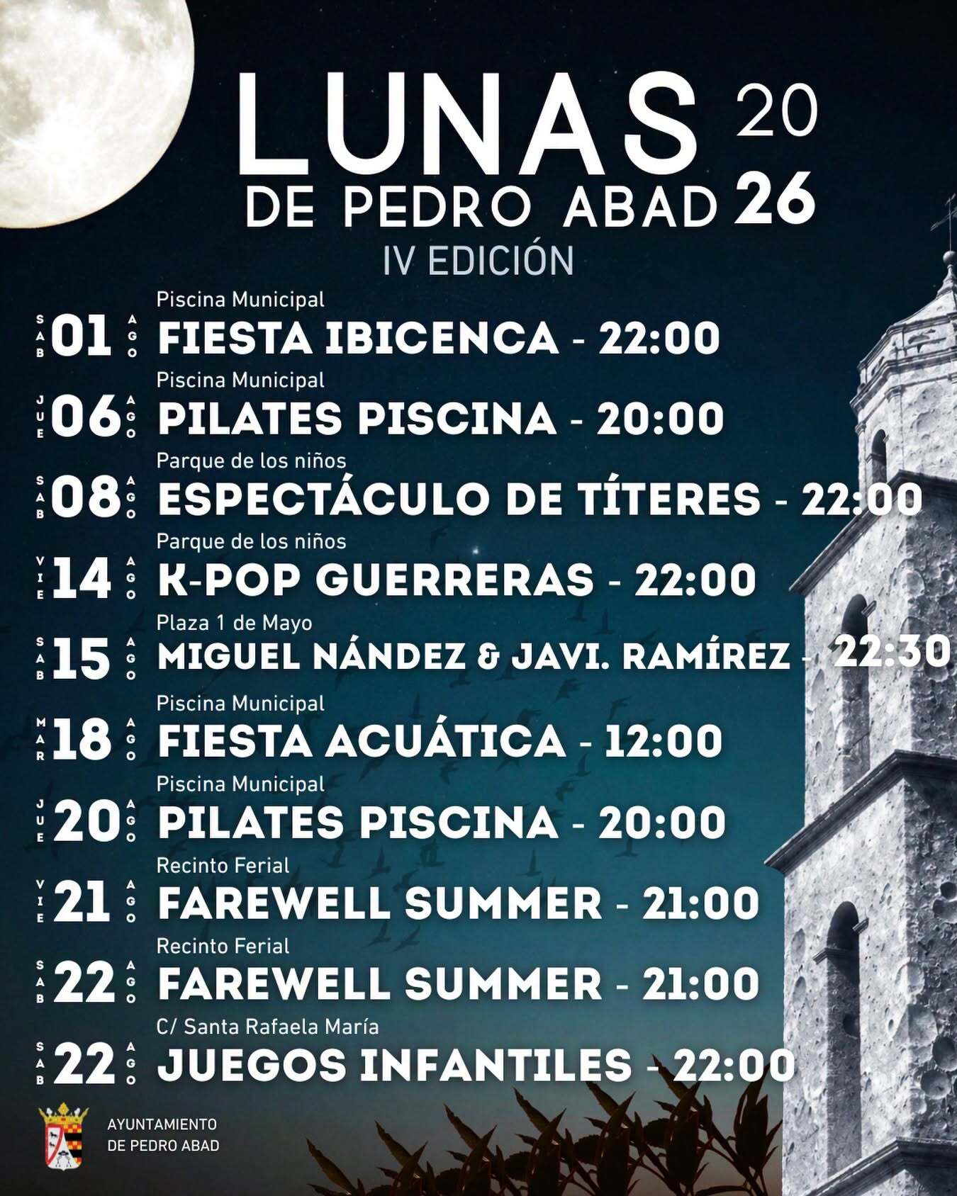 Pedro Abad presenta la IV edición de “Lunas de Pedro Abad” con una amplia programación cultural y de ocio para agosto