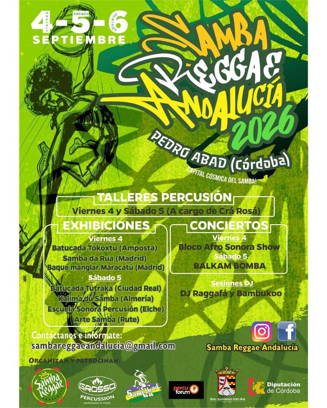 Pedro Abad acogerá en septiembre la edición 2026 de Samba Reggae Andalucía con talleres, exhibiciones y conciertos